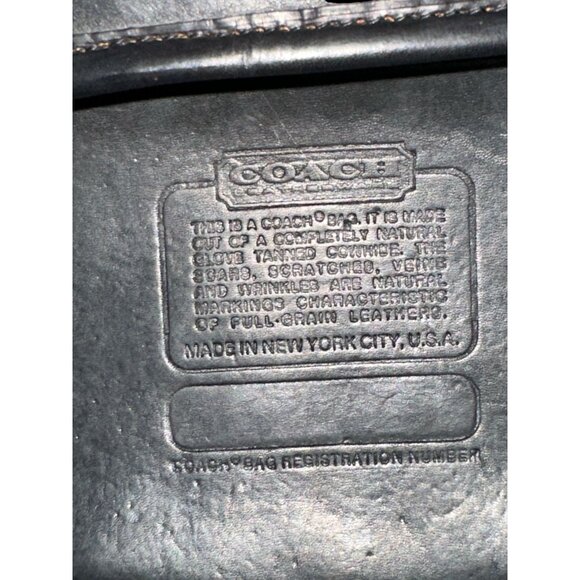VTG Coach Basic Bag 9455 Black Leather Brass Zippered Clutch 70s NYC Anchor Stam - Picture 9 of 10